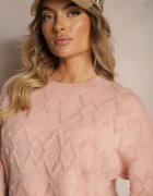 wool fashion Pulover Roz Larg cu croială boxy textură în relief și manșete elastice Elomara
