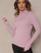 wool fashion Pulover Violet deschis cu Viscoză cu Model în Relief Cusut cu Fir Metalic Neldora