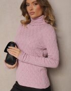 wool fashion Pulover Violet deschis cu Viscoză cu Model în Relief Cusut cu Fir Metalic Neldora