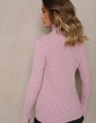 wool fashion Pulover Violet deschis cu Viscoză cu Model în Relief Cusut cu Fir Metalic Neldora