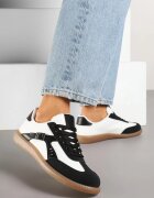 yesmile Adidași Negru-Alb Clasici Tenisi Decorați cu Cataramă Senaniela