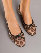 yesmile Balerini leopard cu fundiță și bordură contrastantă Azzeria