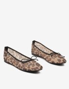 yesmile Balerini leopard cu fundiță și bordură contrastantă Azzeria