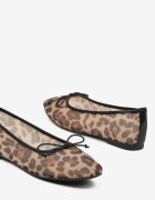 yesmile Balerini leopard cu fundiță și bordură contrastantă Azzeria
