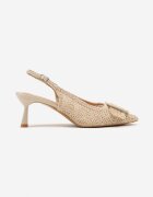 yesmile Sandale Bej cu toc mic tip Slingback cu cataramă Talimea
