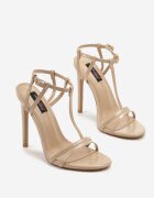 yesmile Sandale Bej cu toc stiletto cu barete decorative Ranele