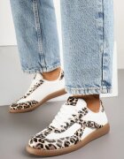 yesmile Sneakers Clasici Tenisi Albi cu Imprimeu de Leopard Decorați cu Cataramă Senaniela