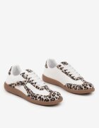 yesmile Sneakers Clasici Tenisi Albi cu Imprimeu de Leopard Decorați cu Cataramă Senaniela