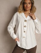 yu & me Cămașă Albă cu Viscoză Bumbac și Ornamente Metalice Ellisna