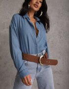 yu & me Cămașă Albastră denim din bumbac și buzunar Worimi