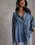 yu & me Cămașă Albastră denim din bumbac și buzunar Worimi