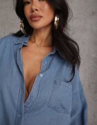 yu & me Cămașă Albastră denim din bumbac și buzunar Worimi
