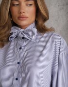 yu & me Cămașă oversized din bumbac cu dungi decorată cu tip cravată Aropine Albastră