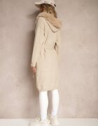 yu & me Cardigan Bej cu Lână Legat în Talie cu Glugă cu Blană Detașabilă Besiyana