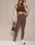 yu & me Colanți Maro Basic High Waist Tofelia