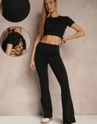 yu & me Compleu sportiv negru Pantaloni și Tricou Decorat cu șireturi Lumileine