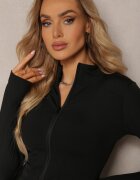 yu & me Czarna Dopasowana Bluza w Sportowym Stylu na Suwak Veralia