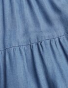 yu & me Fustă Albastră Cloș din Lyocell High Waist decorată cu volane Ravienne