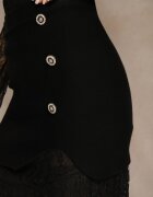 yu & me Fustă Neagră din tricot cu viscoză cu tiv din dantelă decorată cu nasturi Sewune