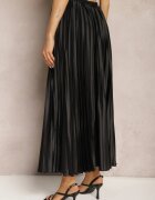 yu & me Fustă Plisată Neagră Maxi cu Talie Elastică Lirendil