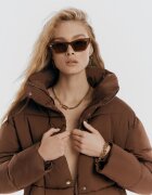 yu & me Geacă Puffer maro închis matlasată cu guler înalt Maymie