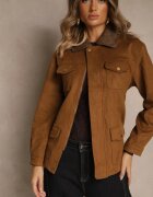 yu & me Jachetă Tip Cămașă Maro Barn Jacket cu Buzunare cu Capse Tilusea