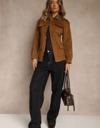 yu & me Jachetă Tip Cămașă Maro Barn Jacket cu Buzunare cu Capse Tilusea