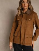 yu & me Jachetă Tip Cămașă Maro Barn Jacket cu Buzunare cu Capse Tilusea