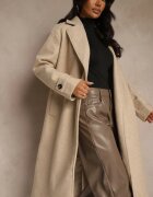 yu & me Palton Elegant Bej din Lână și Vâscoză cu Croi Dublu Oversize Tilisana