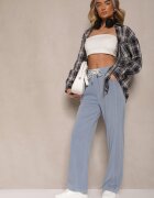 yu & me Pantaloni Albaștri cu Bumbac Viscoză și Legătură Decorativă Orrivaria