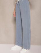 yu & me Pantaloni Albaștri cu Bumbac Viscoză și Legătură Decorativă Orrivaria