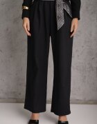 yu & me Pantaloni Bleumarin Bumbac-Vâscoză Wide Leg cu curea tip eșarfă Arlethia