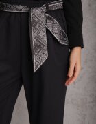 yu & me Pantaloni Bleumarin Bumbac-Vâscoză Wide Leg cu curea tip eșarfă Arlethia