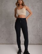 yu & me Pantaloni Bleumarin Mulați High Waist cu elastic și șnur în talie Zelpia