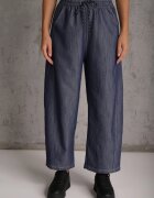 yu & me Pantaloni Casual Barrel High Waist cu elastic și tip cravată în talie Janesa Albaștri
