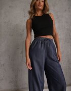 yu & me Pantaloni Casual Barrel High Waist cu elastic și tip cravată în talie Janesa Albaștri