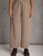 yu & me Pantaloni Casual Barrel High Waist cu elastic și tip cravată în talie Janesa Bej