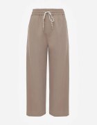 yu & me Pantaloni Casual Barrel High Waist cu elastic și tip cravată în talie Janesa Bej