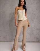 yu & me Pantaloni clopot textili Bej cu lanț decorativ Amelana