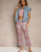yu & me Pantaloni evazați Fucsia Decorați cu Motiv Geometric Novanelle