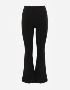 yu & me Pantaloni evazați Negri cu Talie Înaltă din Viscoză și Bumbac cu Elastic în Talie Lertidra