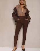 yu & me Pantaloni Maro cu croială skinny cu elastic în talie și buzunare Rizeena