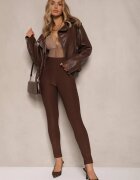 yu & me Pantaloni Maro cu croială skinny cu elastic în talie și buzunare Rizeena