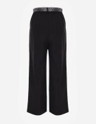 yu & me Pantaloni Negri din bumbac și viscoză Wide Leg cu curea tip eșarfă Arlethia