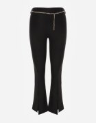yu & me Pantaloni Negri Textili Evazați cu Lanț Decorativ Amelana