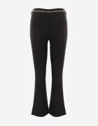 yu & me Pantaloni Negri Textili Evazați cu Lanț Decorativ Amelana