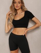 yu & me Pantaloni scurți ciclistă negri Talie înaltă Dezarina
