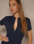 yu & me Salopetă Bleumarin cu guler semi-înalt și cusături Lumaleine