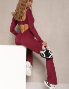 yu & me Salopetă Visinie Bodycon cu cupe întărite și decupaje la spate Calinori