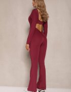 yu & me Salopetă Visinie Bodycon cu cupe întărite și decupaje la spate Calinori